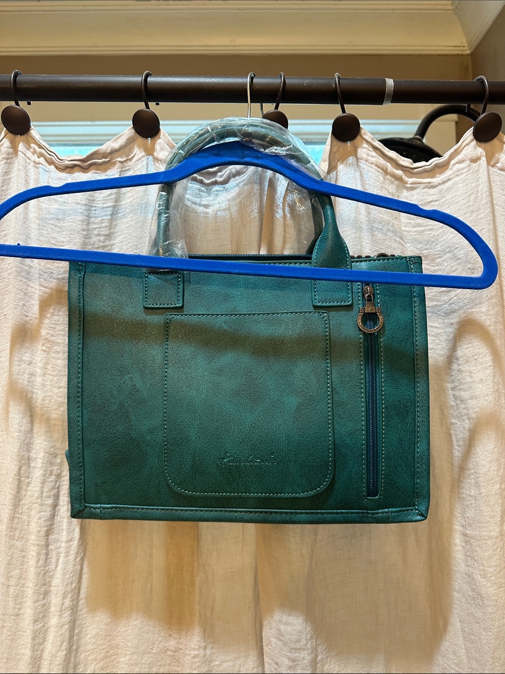 Montana West Teal Embroidered Studded Tote - Picture 2 of 3